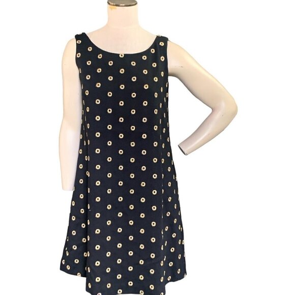 Steven Stolman Embroidered Sleeveless Shift Dress Sz 6 Black & Gold 134F - Picture 1 of 9